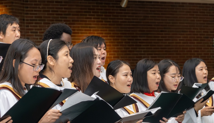 Choir singing during worship